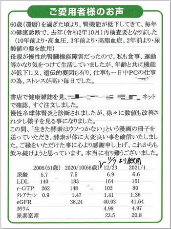 わかなつみの発酵菌の口コミハガキ１